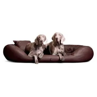 Tierlando ® Orthopädisches Hundebett SAMMY | Pflegeleichtes Kunstleder | L-XXXXL braun 1,4 m, 30 cm, 1,05 m