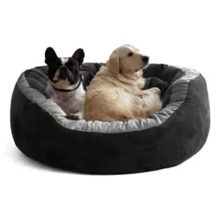 Tierlando LANA Hundebett Hundesofa M L XL Velours MEGA DICK SUPERWEICH schwarz 1,2 m, 30 cm, 1,05 m