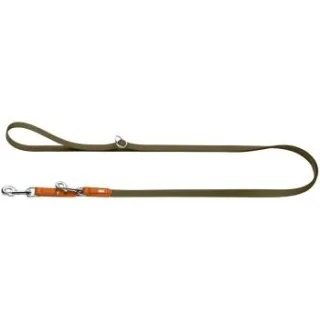 Dog Sport HUNTER stufenlos verstellbare Hundeführleine wolmar biothane x leder khaki 1,9 cm