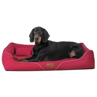 Tierlando WILLIAM Couture - Orthopädisches Hundebett dunkelrot 1,3 m, 22 cm, 1 m