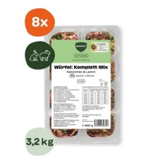BARFER'S Würfel: Komplett-Mix Kaninchen & Lamm 8x400 g