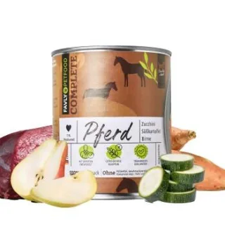 FAVLY Petfood Nassfutter Pferd mit Zucchini, Süßkartoffel & Birne 24x800 g