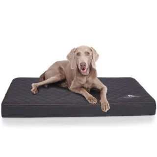 Knuffelwuff Orthopädische Hundematte Juna aus laser-gestepptem Kunstleder schwarz XXXL