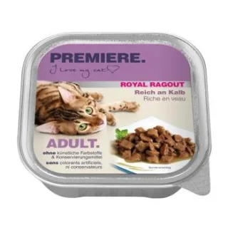 PREMIERE Royal Ragout Nassfutter Katze Adult Kalb 64x100 g