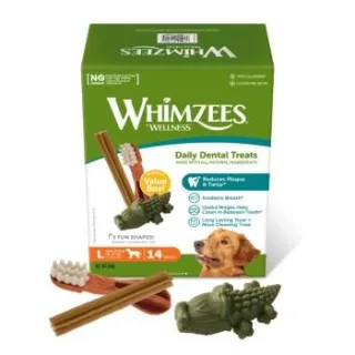 WHIMZEES Zahnpflegesnacks Hund Adult Vorteilsbox für große Hunde 14 Stück