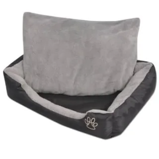VidaXL Hundebett mit gepolstertem Kissen Schwarz/Grau 48 cm, 48 cm, 18 cm