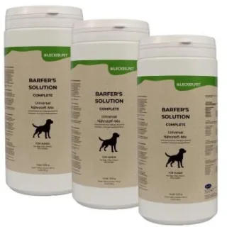 Lyra Pet Lecker.Pet Barfer's Solution Complete Universal Nährstoff Mix Pulver für Hunde 3x1 kg