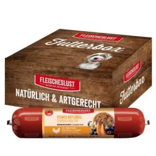 Fleischeslust Feines Geflügel Alleinfutter Wurst Hund 8x400 g
