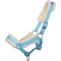 QHP Fohlenhalfter mit Pelz baby-blau - FULL