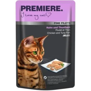 PREMIERE Fine Filets Nassfutter Katze Adult Jelly Huhn und Thunfisch 96x100 g