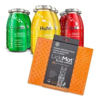 SmoothieDog Klassik 12x 250 ml + Lickimat Orange