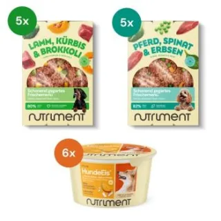 Nutriment Frischemenü Pferd & Lamm 10x400g + Hundeeis 6x90ml