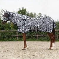 QHP Fliegendecke mit Hals & Haube, Zebra - 115 cm