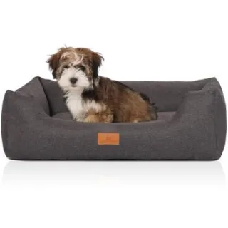 Knuffelwuff Hundebett Lotte aus Velours mit feinem Handwebcharakter grau S